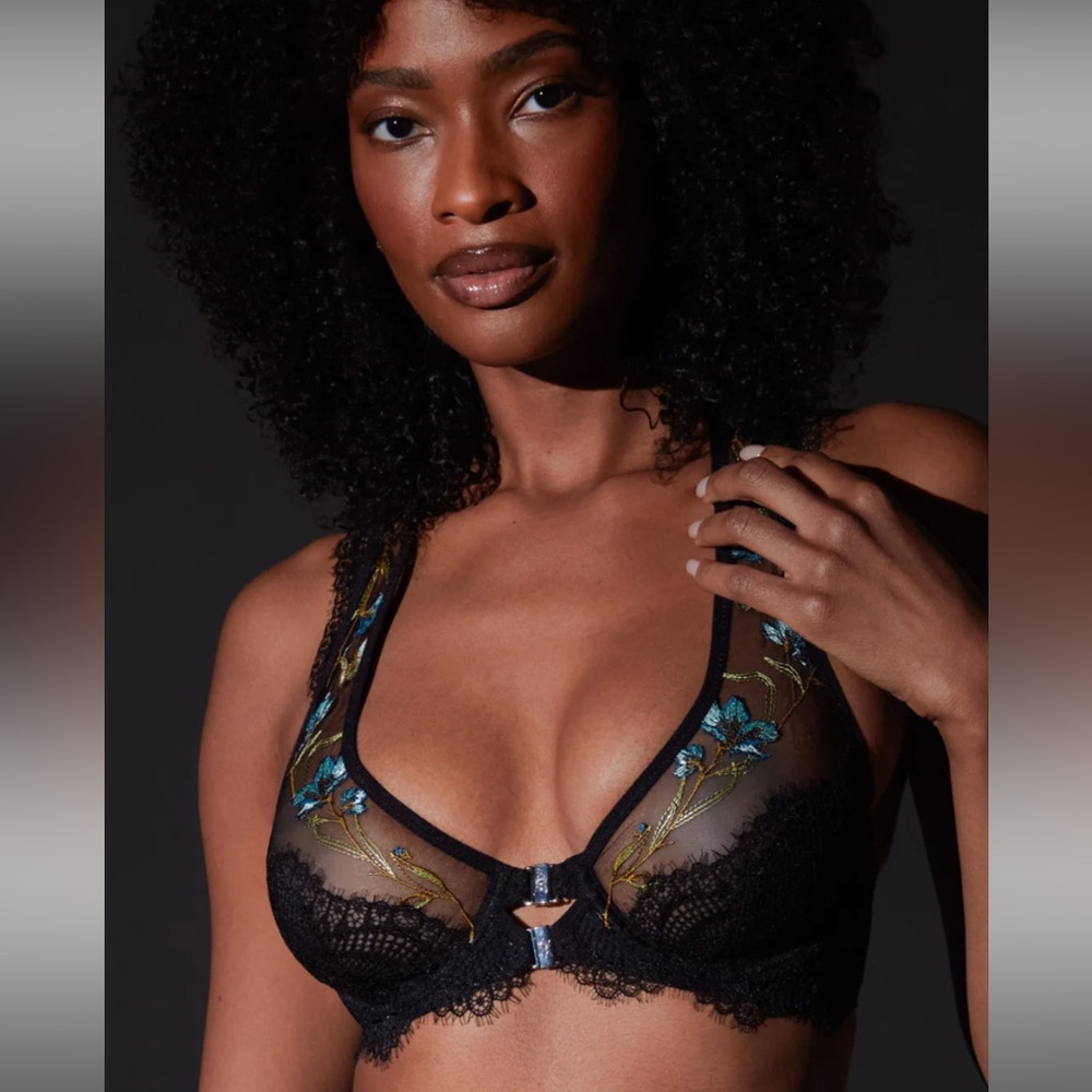 NWOT Thistle and Spire Aster Bra black lace embriodery  XL extra large